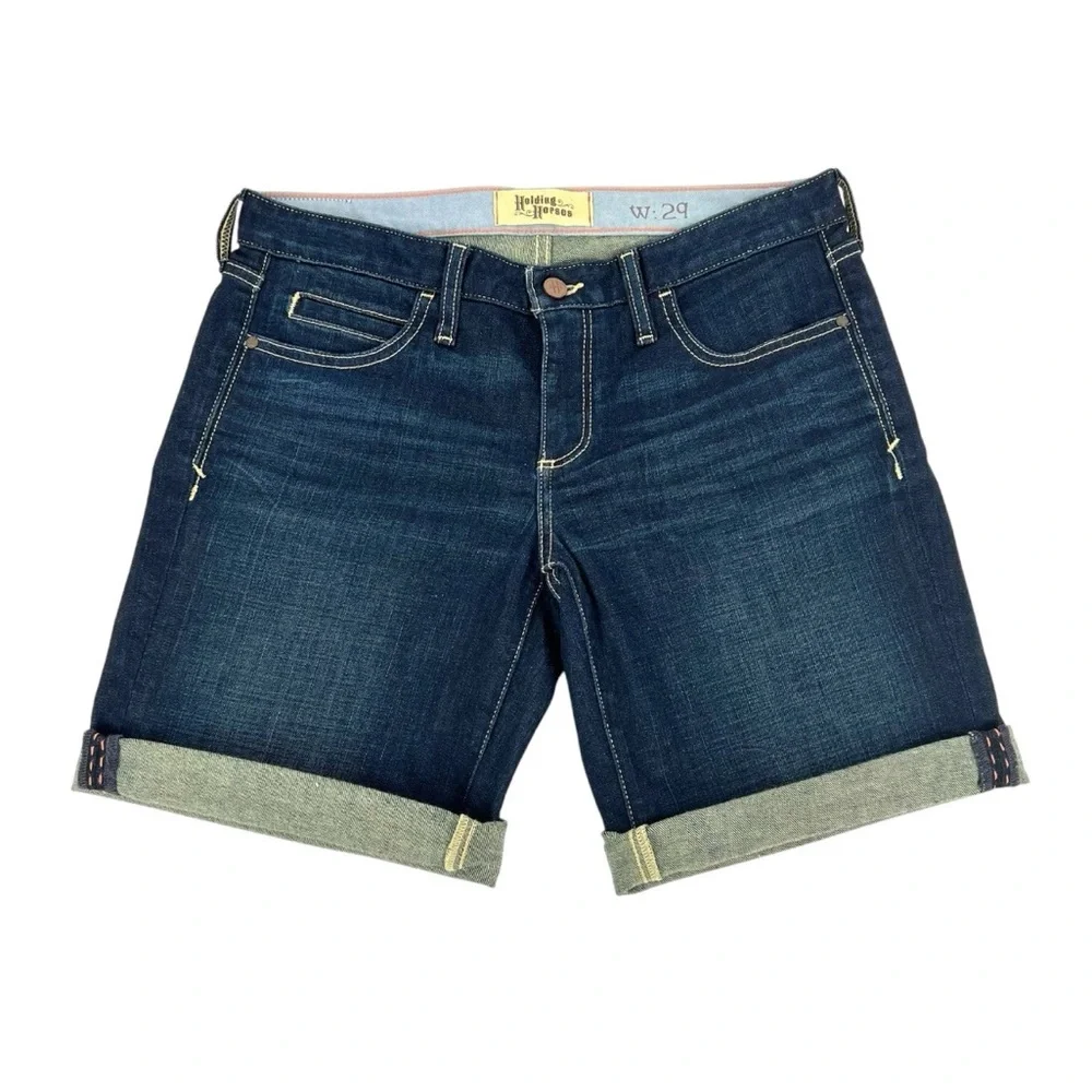 Anthropologie Jean Shorts Womens Size 29 Stretch Denim Cut-Offs Holding Horses - Picture 10 of 10